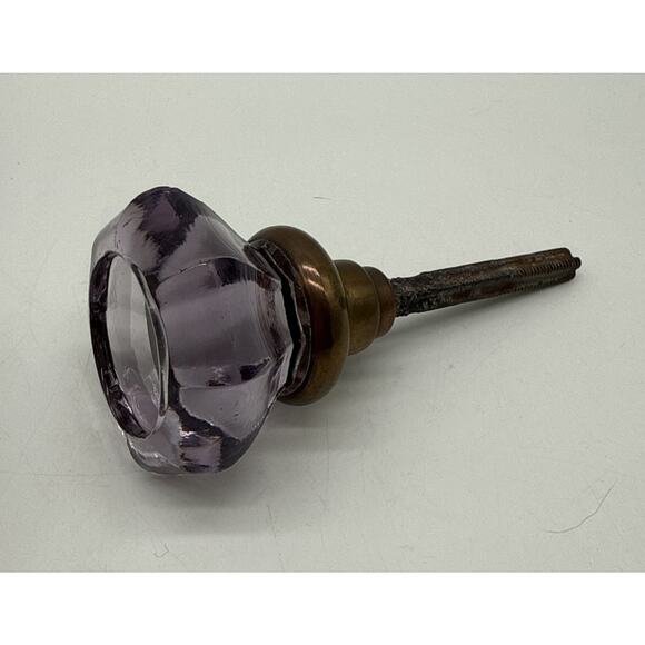 Antique Sun Purple Glass Door Knob UV Green Glow 8 Point - Picture 3 of 6
